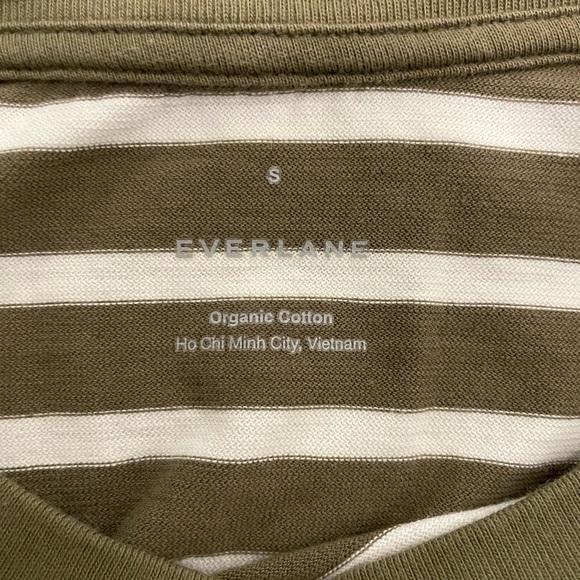 Everlane The Organic Cotton Striped WeekendT-shirt Dress in Olive Green. Size S - Picture 3 of 5